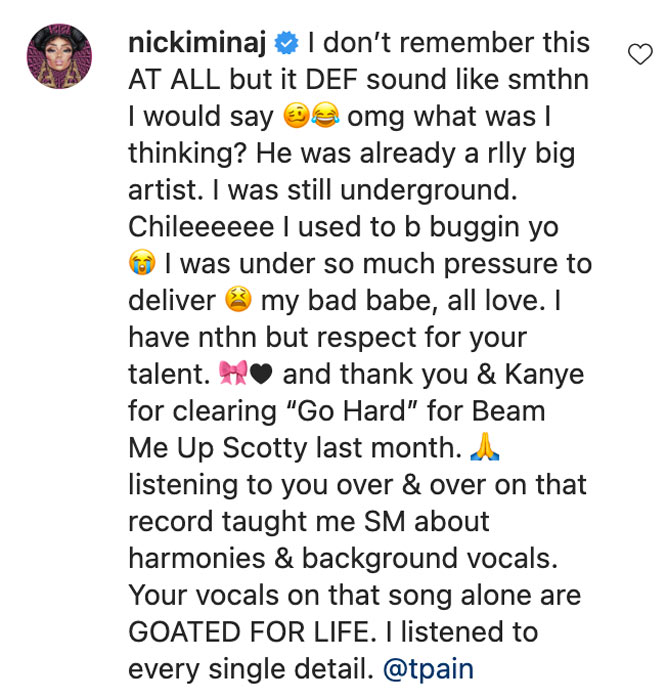 Nicki Minaj IG Comment