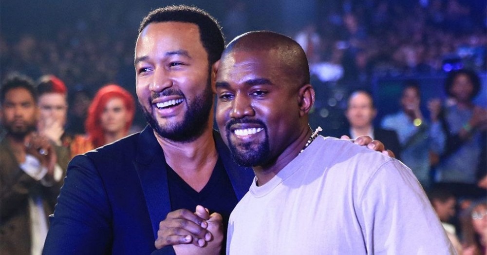 John Legend and Kanye West attend the 2015 MTV Video Music Awards