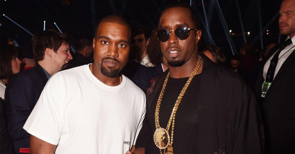 Kanye West and Diddy pose backstage during the 2016 MTV Video Music Awards