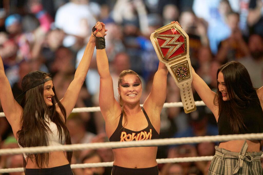 Ronda Rousey victorious in ring