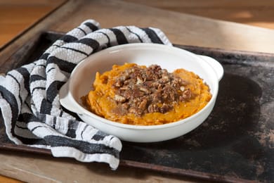 Mashed Sweet Potatoes with Walnuts