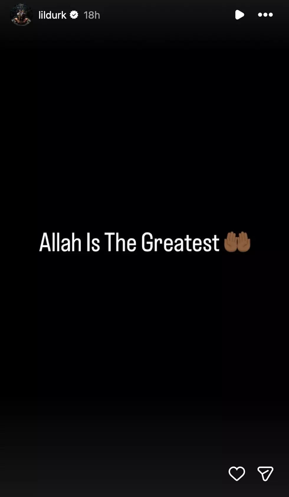 Lil Durk shared a message on his Instagram Story.